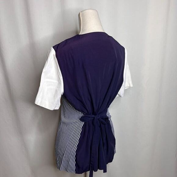 Nu Venture Vintage Layered Striped Shirt Vest Navy Formal Nautical 90s - Picture 5 of 11